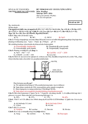 Đề thi khảo sát chất lượng lớp 12 môn hoá học năm học 2015 - 2016 thời gian làm bài 90 phút